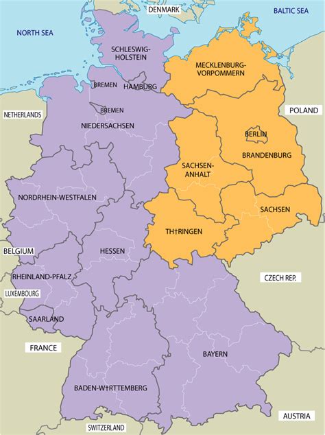 Map Of West And East Germany
